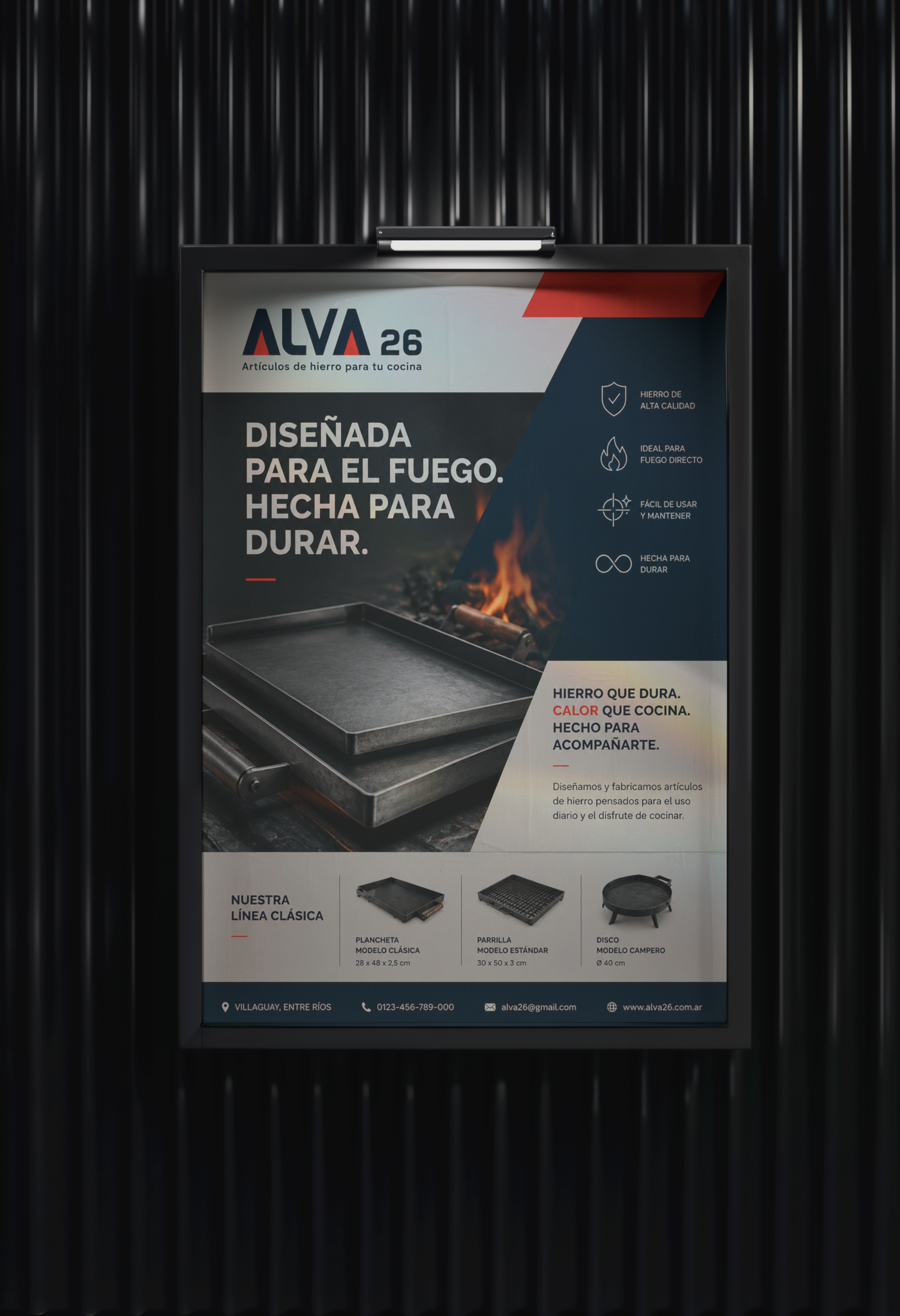 Afiche promocional de Alva 26 aplicado en vía pública