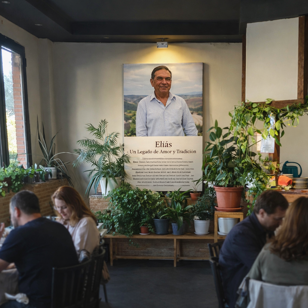 Propuesta de experiencia de marca con el retrato original de Elías dentro del restaurante