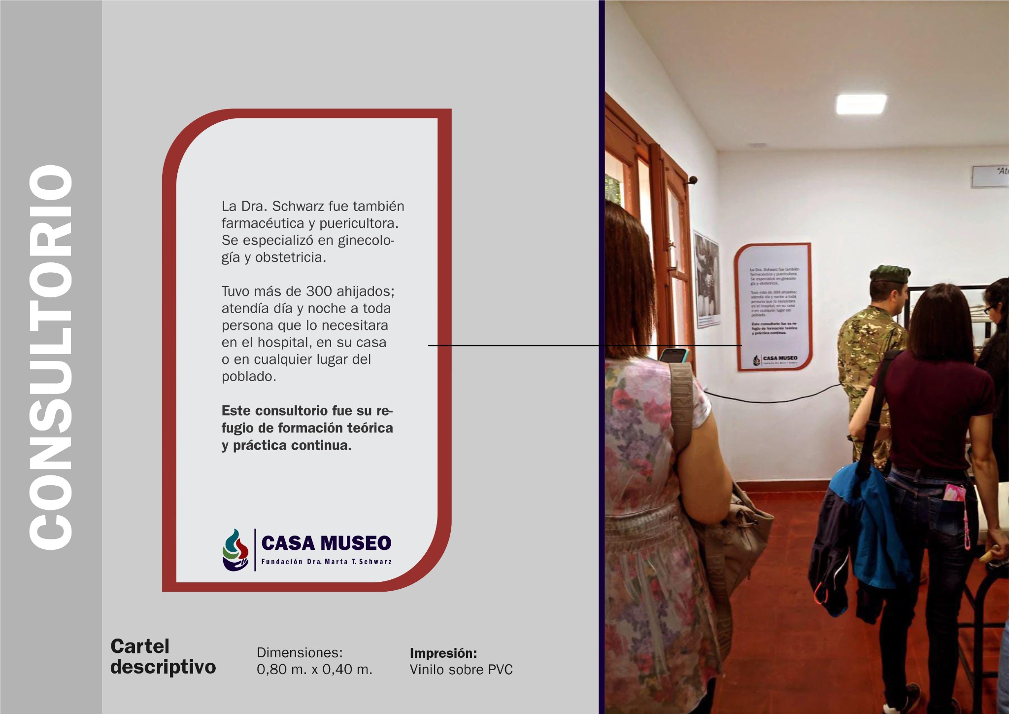 Cartel descriptivo dentro de la exposición del consultorio